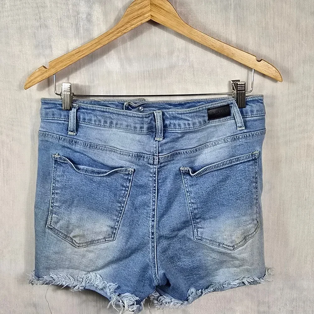 Distressed Light Blue Denim Shorts